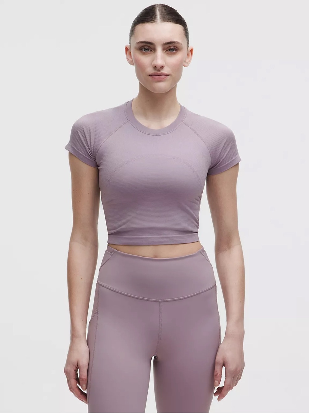 Swiftly Tech Cropped Short-Sleeve Shirt  Size 6 Lotus Lavender
